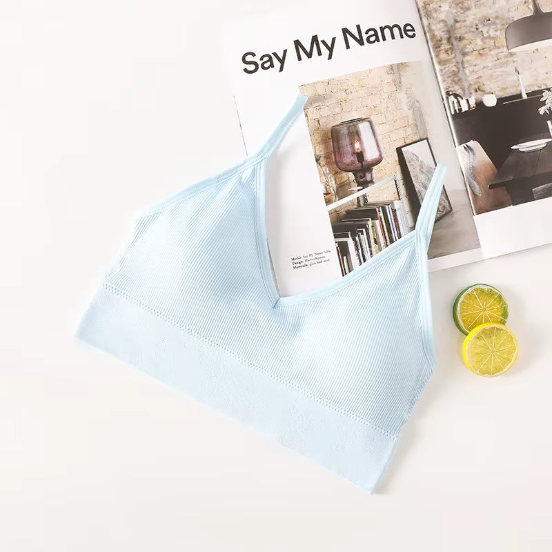 Sports Bra Padded Tube Top Women Crop Top Seamless Underwear Female Streetwear Tank Top Removable Pads Push-Up Bra Solid Camis