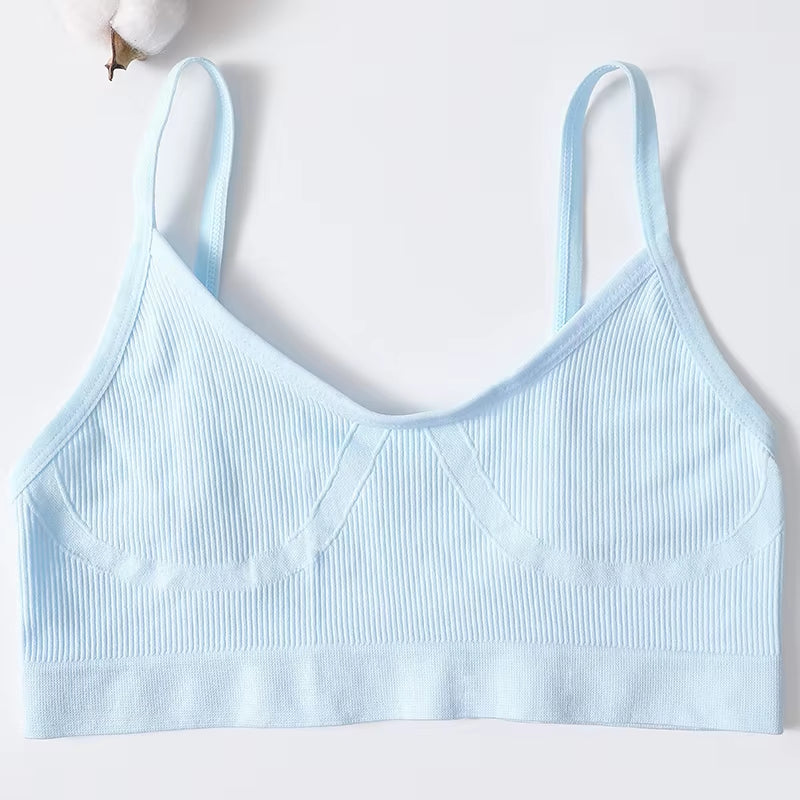 Sports Bra Padded Tube Top Women Crop Top Seamless Underwear Female Streetwear Tank Top Removable Pads Push-Up Bra Solid Camis