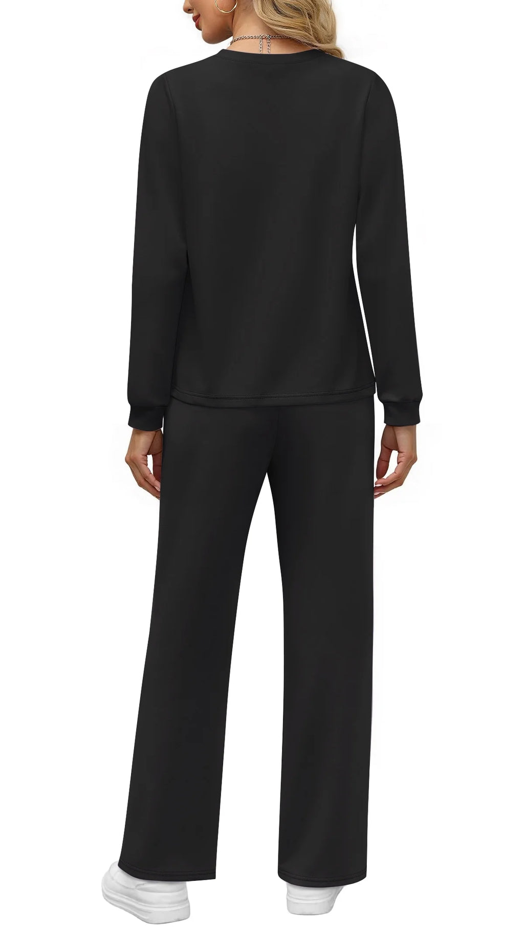 Two Piece  Fall Outfits Long Sleeve Tops Wide Leg Pants Matching Sets Vacation Travel Outfits