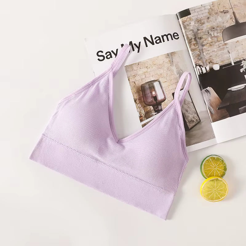 Sports Bra Padded Tube Top Women Crop Top Seamless Underwear Female Streetwear Tank Top Removable Pads Push-Up Bra Solid Camis