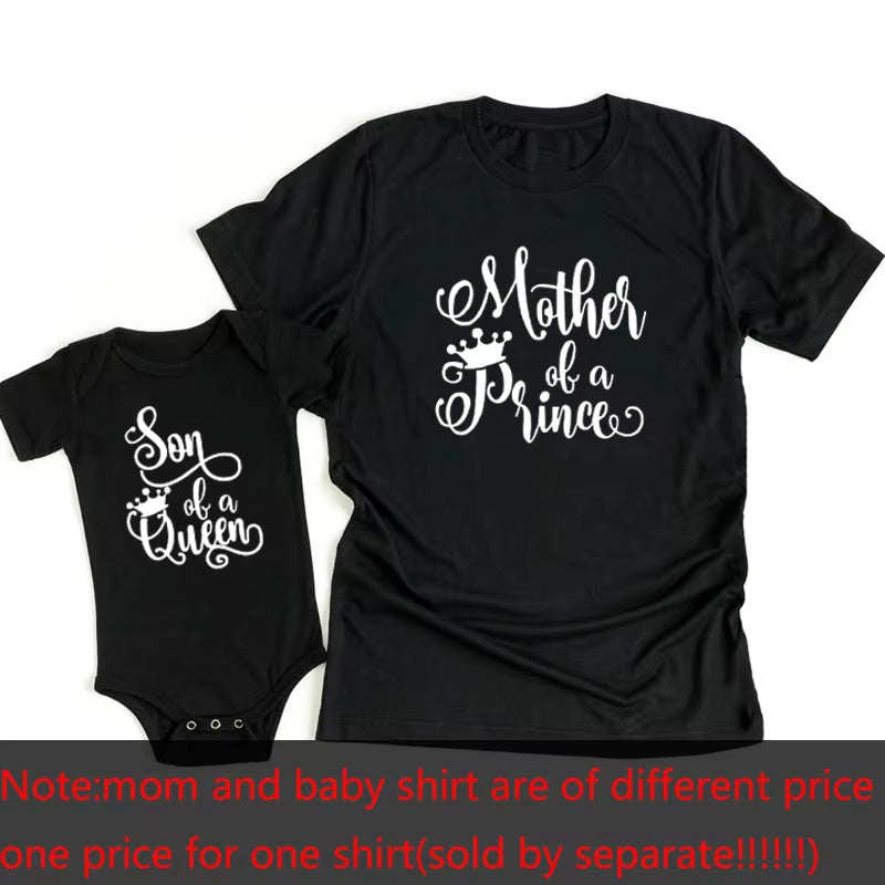 Son of Queen Mother of a Prince Mommy and Son Shirts Mommy and Kid Baby Boy Matching Tshirts Summer Matching Family Tshirts